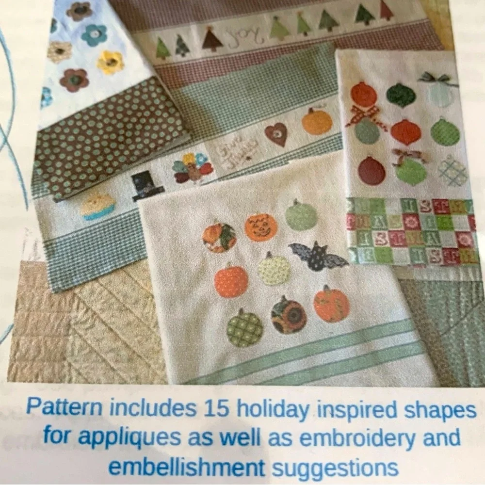 Seasonal Holiday Quilt Wall Hanging Patterns & Tea Towel Pattern Lot of 3 NWT